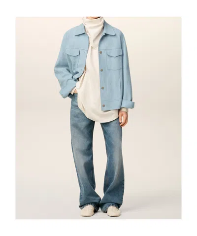 Ami Alexandre Mattiussi Ami Paris Men Suede Giacca Pelle In Blue