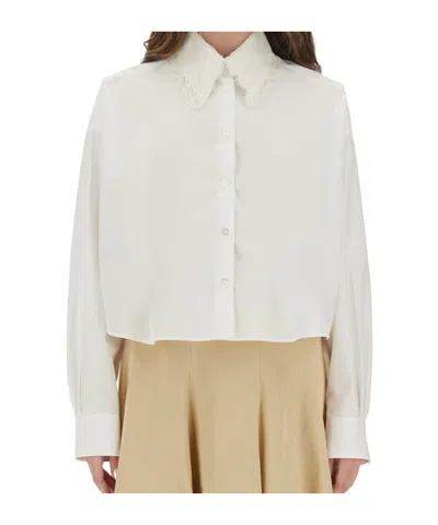 Fabiana Filippi Printed Slub Linen Shirt In White