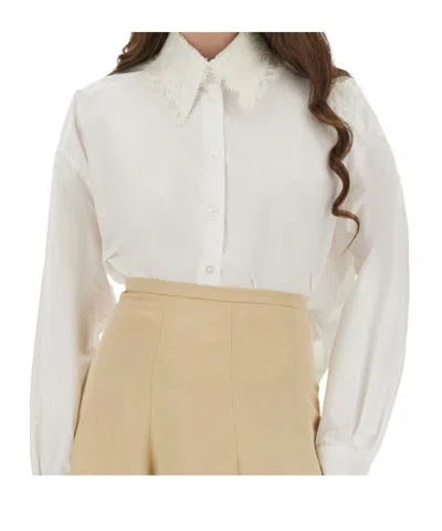 Fabiana Filippi Printed Slub Linen Shirt In White