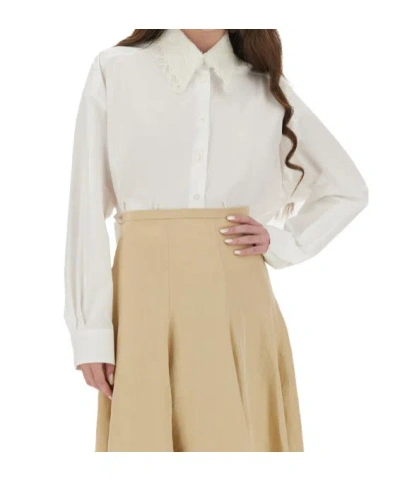 Fabiana Filippi Printed Slub Linen Shirt In White
