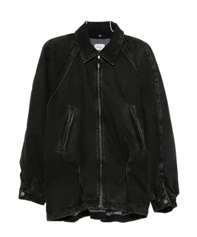 Haikure Zip-front Denim Jacket In Black