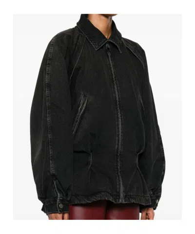 Haikure Zip-front Denim Jacket In Black