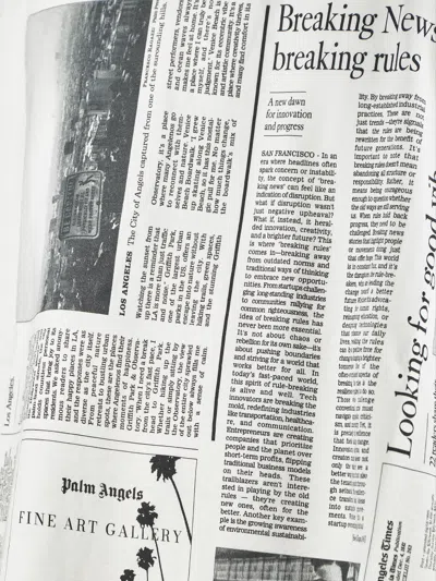 Palm Angels Oversized Newspaper Print T-shirt With Contrasting Graphic In White