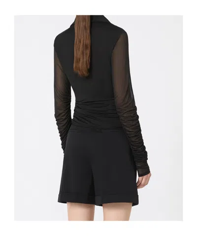 Max Mara Jersey And Tulle Blouse In Black