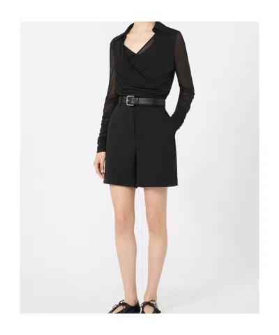 Max Mara Jersey And Tulle Blouse In Black