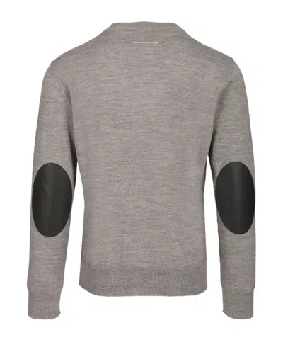 Mm6 Maison Margiela Crewneck Sweater With Patches Knitwear Grey In Gray