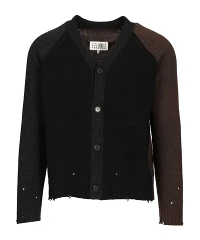 Mm6 Maison Margiela Colorblock Cardigan Color Block In Black