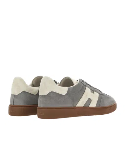 Hogan Trendy Suede Round Toe Rubber Sole Sneakers In Gray
