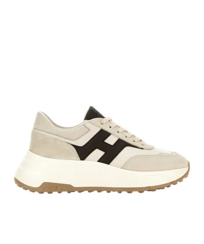 Hogan Hi-fi Suede And Nappa Leather Sneakers Shoes In Multi