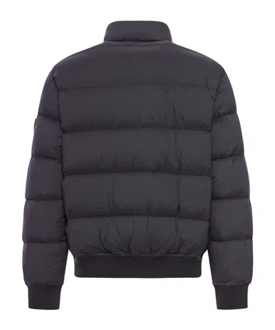 Stone Island Quilted High Collar Bomber Jacket In Black