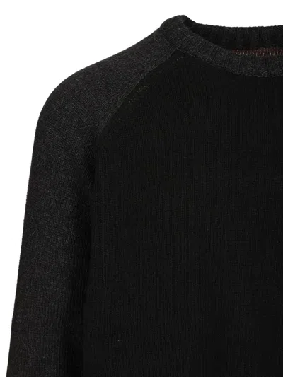 Mm6 Maison Margiela Mm6 By Maison Margiela Contrasting Sleeve Sweater With Distressed Hem In Black