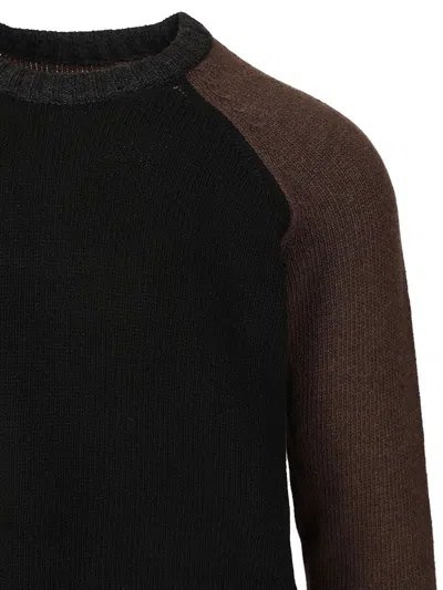 Mm6 Maison Margiela Mm6 By Maison Margiela Contrasting Sleeve Sweater With Distressed Hem In Black