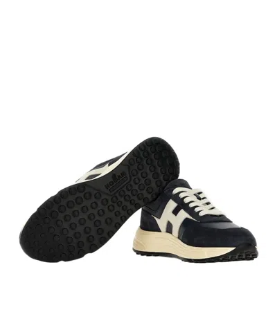 Hogan Hyperlight Lace-up Sneakers With Technical Fabric Inserts In Neutral