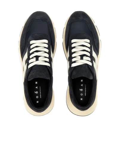 Hogan Hyperlight Lace-up Sneakers With Technical Fabric Inserts In Neutral
