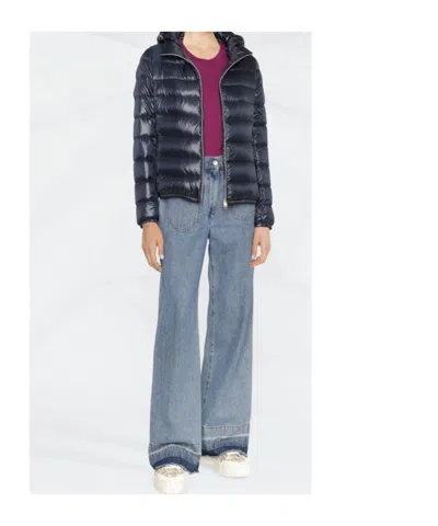 Herno Zip-up Hooded Down Jacket In Blue