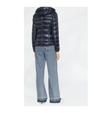 Herno Zip-up Hooded Down Jacket In Blue