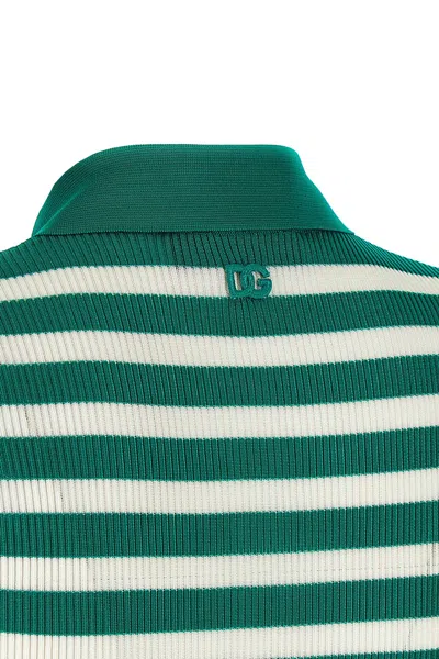 Dolce & Gabbana Striped Ribbed Polo Shirt