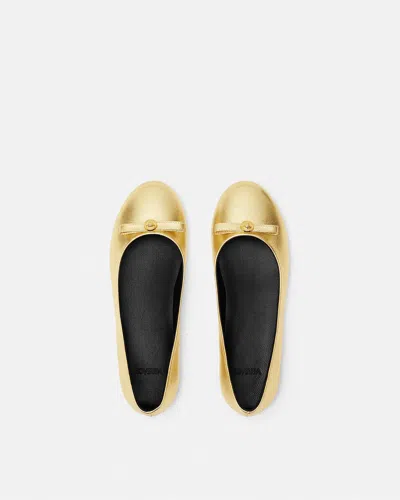 Versace Round Toe Ballet Shoes In Gold