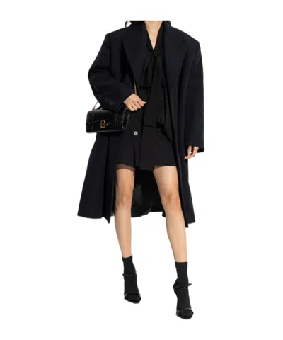 Balenciaga Double-breasted Coat In Black