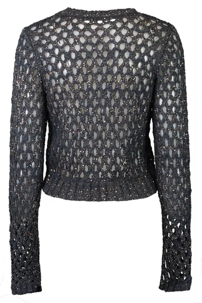 Brunello Cucinelli Shiny Crew Neck Sweater In Black
