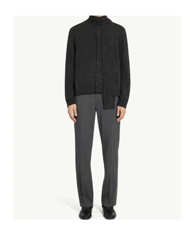 Mm6 Maison Margiela Mm6 By Maison Margiela Button-up Wool Cardigan With Shawl Collar In Black
