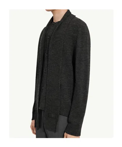 Mm6 Maison Margiela Mm6 By Maison Margiela Button-up Wool Cardigan With Shawl Collar In Black