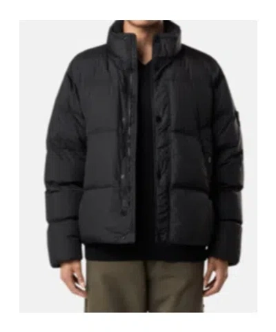 Stone Island Crinkle Reps Ny Puffer Jacket With High Collar In Black