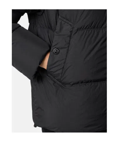 Stone Island Crinkle Reps Ny Puffer Jacket With High Collar In Black