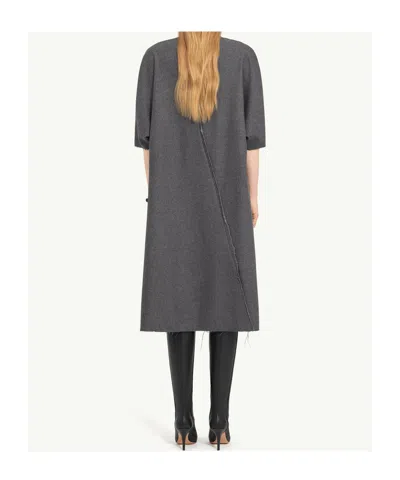 Mm6 Maison Margiela V-neckline Midi Dress Asymmetric Seam In Black