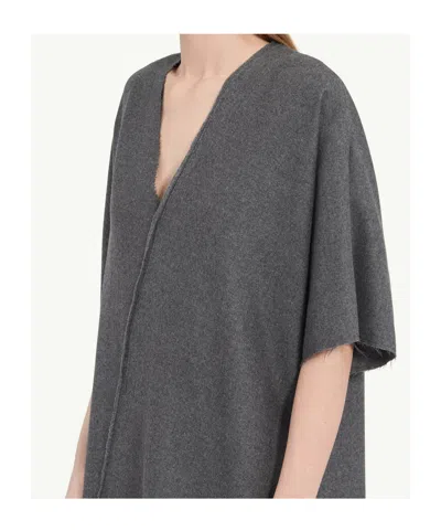 Mm6 Maison Margiela V-neckline Midi Dress Asymmetric Seam In Black
