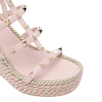 Valentino Garavani Women Rockstud Wedged Sandals In Pink