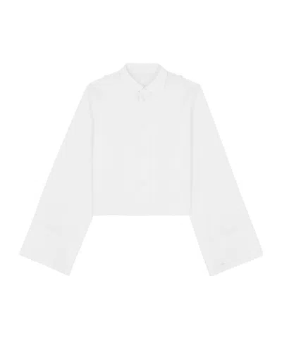 Mm6 Maison Margiela Mm6 By Maison Margiela Cropped Cotton Shirt With Front Button Closure In White