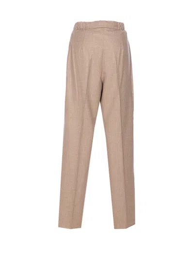 Max Mara Elastic Waist Casual Pants In Brown