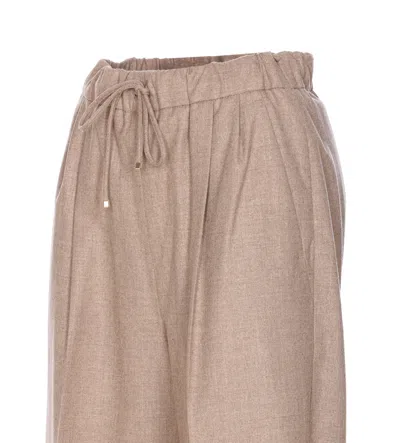Max Mara Elastic Waist Casual Pants In Brown