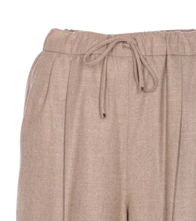 Max Mara Elastic Waist Casual Pants In Brown