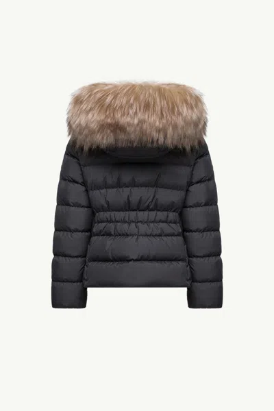 Moncler Boedette Hooded Shearling-trimmed Down Jacket In Black