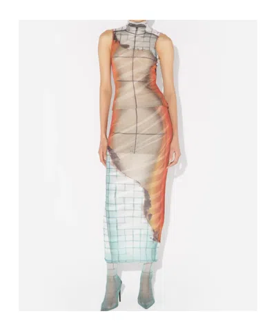 Jean Paul Gaultier Printed Tulle The Fire Tank Top