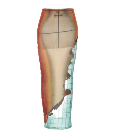 Jean Paul Gaultier Sheer Tulle Skirt Fire Abstract Silhouette