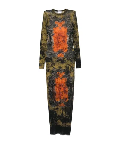 Jean Paul Gaultier Mesh Long Dress Printed 'médaillon'