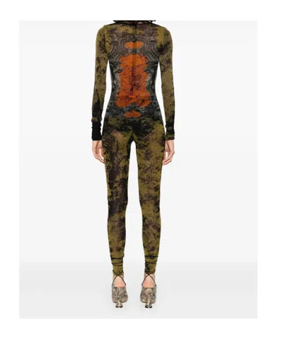 Jean Paul Gaultier Graphic Print Full-length Dress With Long Sleeves In Black