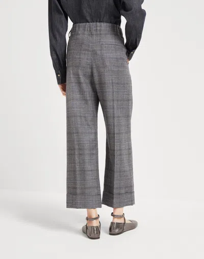 Brunello Cucinelli Check Wool Cropped Trousers
