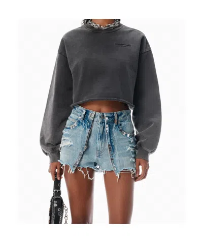 Alexander Wang Embroidered-logo Cropped Sweatshirt