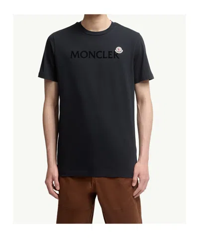 Moncler Men T-shirt With Flocked Cotton Logo