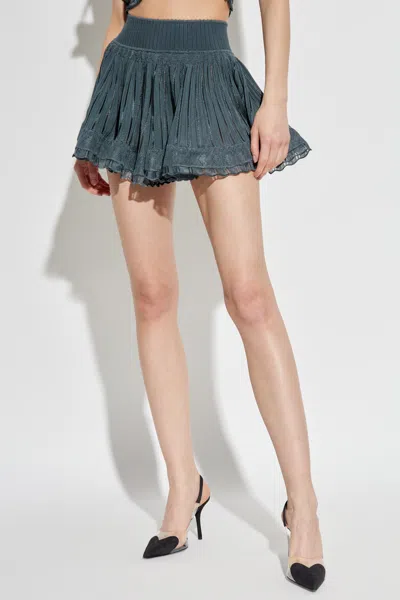 Alaïa Elastic Waist Shorts Skirt In Green
