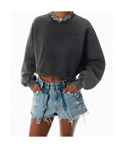 Alexander Wang Embroidered-logo Cropped Sweatshirt