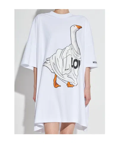 Moschino Short Sleeve Dress In White