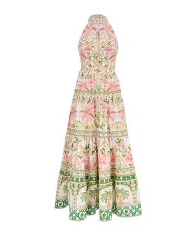 Farm Rio Long Dress With Floral Print In Multi