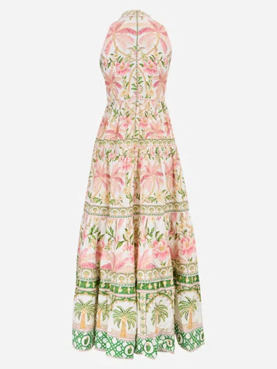 Farm Rio Long Dress With Floral Print In Multi