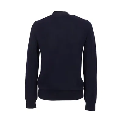 Comme Des Garçons Play Dual Signature Logo Patch Wool Cardigan In Blue