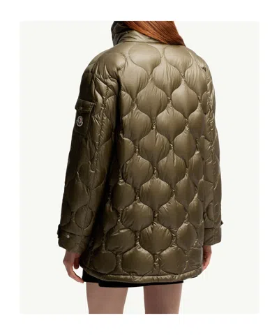 Moncler Womens Medium Green Lombi Hooded Shell-down Jacket Xs In Green